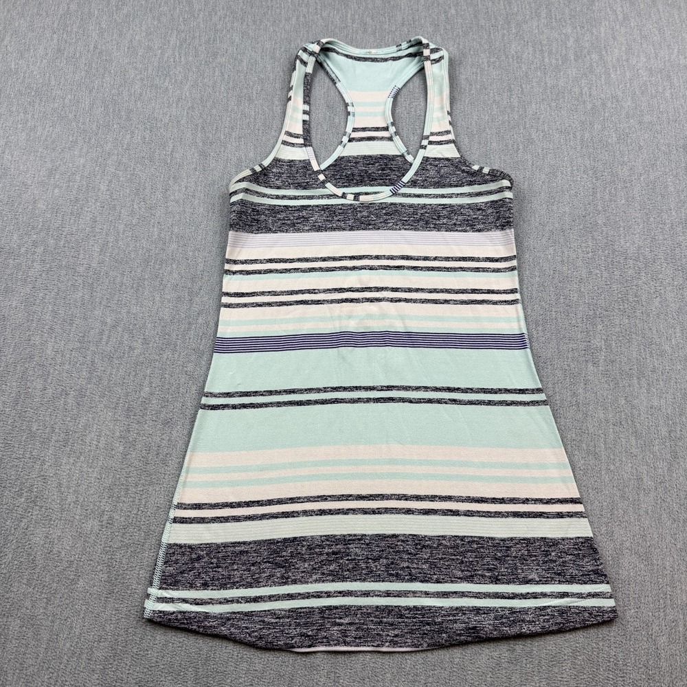 Lululemon‎ Tank Top Womens 4 Blue Striped Activewear Racerback Gym Yoga Workout